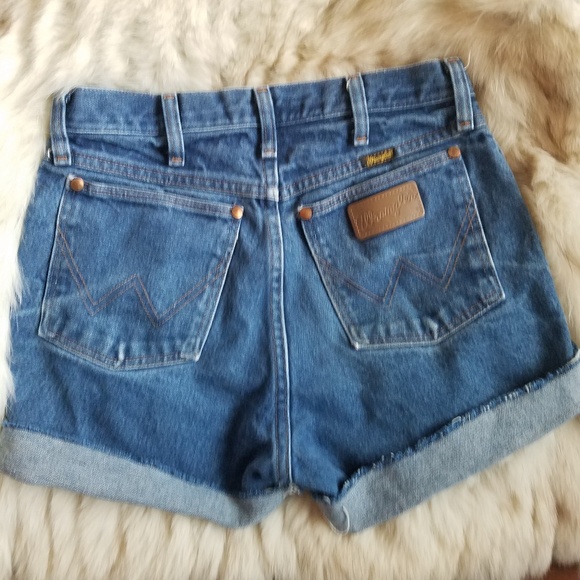 Wrangler Pants - WRANGLER blue hi-rise shorts 27.